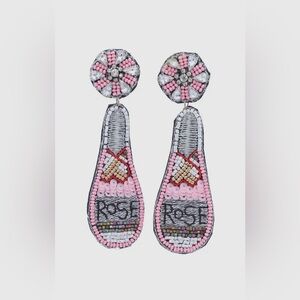 Beaded Pink and Silver Earrings NEW